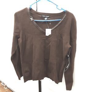 Brown V-Neck Sweater Size Medium